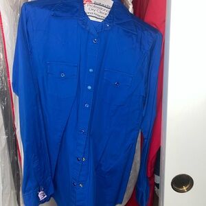 Women’s Blue Wrangler Diamond Snap Shirt Size Small